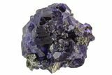 Deep Purple Fluorite Crystals with Quartz - China #111919-1